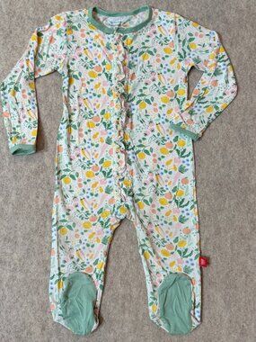 +Magnetic Me Garden Fruit Veggie Ruffle Footie Sleeper 6-9M Baby Girl Modal